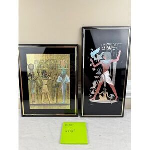 Kafka Industries Egyptian Etching Art Set Vintage Foil Screened Glass 8x10 6x12